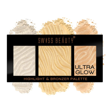 Swiss Beauty Ultraglow Highlighter & Bronzer Palette for Face Makeup | Lightweight, Easily Blendable |Shade-01, 12g|